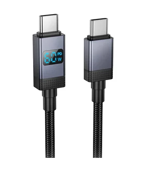 Дата кабель Hoco X118 Generous with display Type-C to Type-C 60W (1m) Black