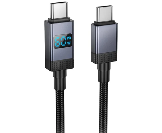 Дата кабель Hoco X118 Generous with display Type-C to Type-C 60W (1m) Black