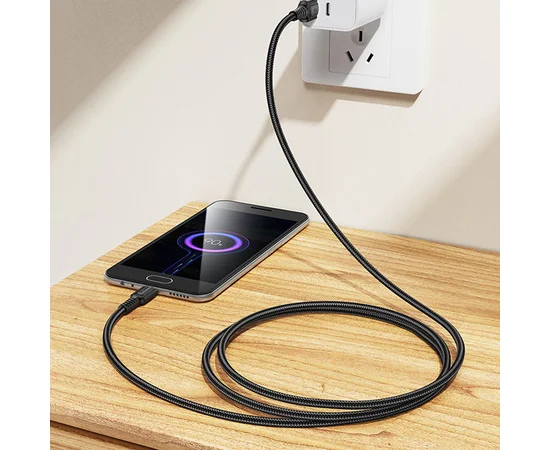 Дата кабель Borofone BX116 Certain USB to Type-C 3A (1m) Black