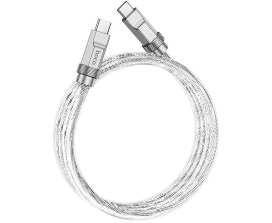 Дата кабель Hoco U113 Solid 100W Type-C to Type-C (1m) Silver