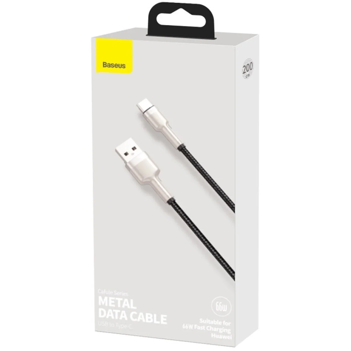 Дата кабель Baseus Cafule Metal Data USB Type-C 66W (2m) (CAKF0002) Black