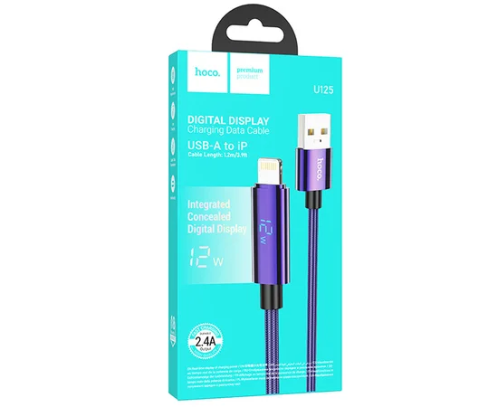 Дата кабель Hoco U125 Benefit 27W Type-C to Lightning (1.2m) Purple