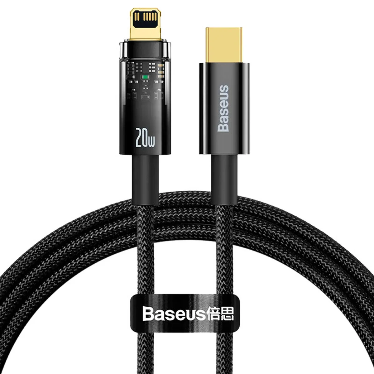 Дата кабель Baseus Explorer Auto Power-Off Fast Charging Type-C to Lightning 20W (1m) (CATS000001) Black