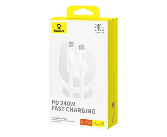 Дата кабель Baseus Superior 2 USB4 Full-Function Type-C to Type-C 240W (1.8m) (P10365200211-05) Moon White