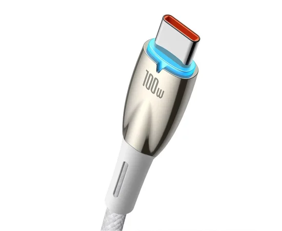 Дата кабель Baseus Glimmer Series Fast Charging Data Cable USB to Type-C 100W 1m (CADH00040) White