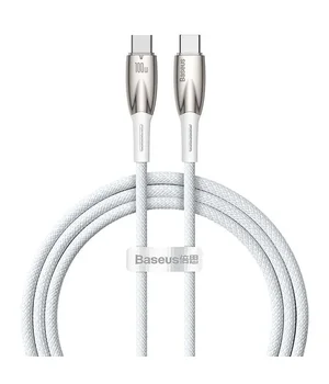 Дата кабель Baseus Glimmer Series Fast Charging Type-C to Type-C 100W 1m (CADH00070) White
