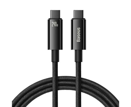 Дата кабель Baseus Tungsten Gold Type-C to Type-C Cable 240W (3m) (CAWJ040020) Black