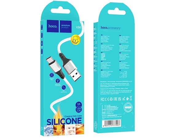 Дата кабель Hoco X86 Spear USB to Type-C (1m) White