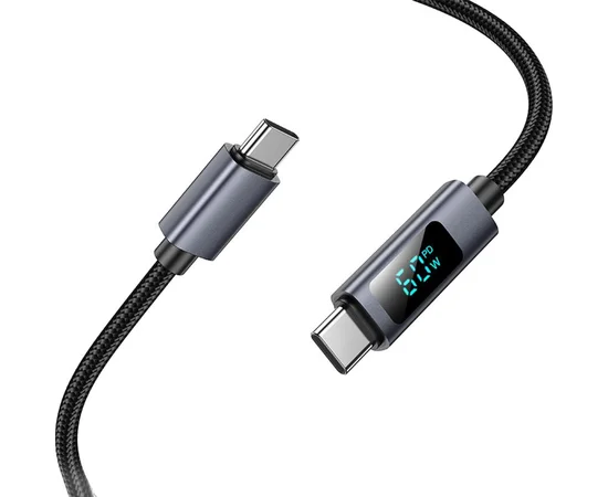 Дата кабель Hoco X112 Favor with display Type-C to Type-C 60W (1m) Black