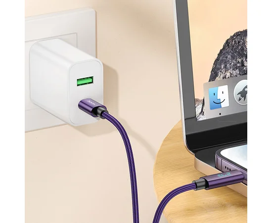 Дата кабель Hoco U125 Benefit 27W Type-C to Lightning (1.2m) Purple
