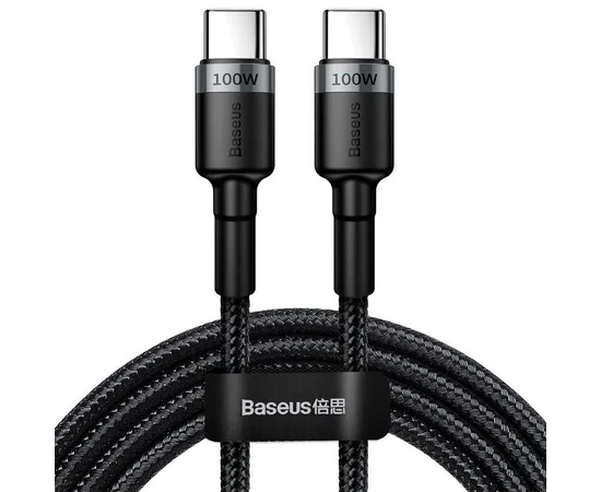 Дата кабель Baseus Cafule Type-C to Type-C PD2.0 100W (2m) (CATKLF-AL) Gray / Black