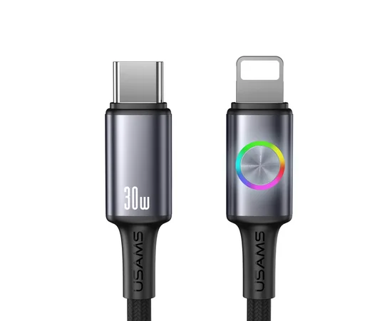 Дата кабель Usams US-SJ753 With Colorful Light Huan Ser. Type-C to Lightning 30W (1.2m) Tarnish