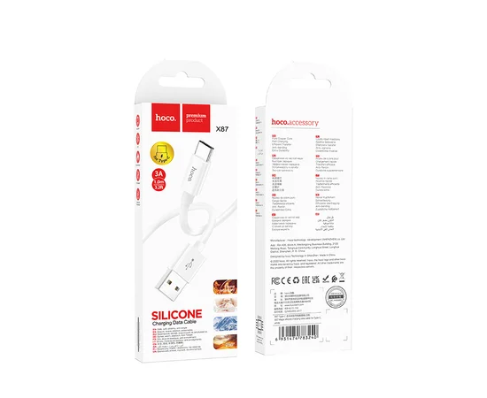 Дата кабель Hoco X87 Magic silicone USB to Type-C (1m) White