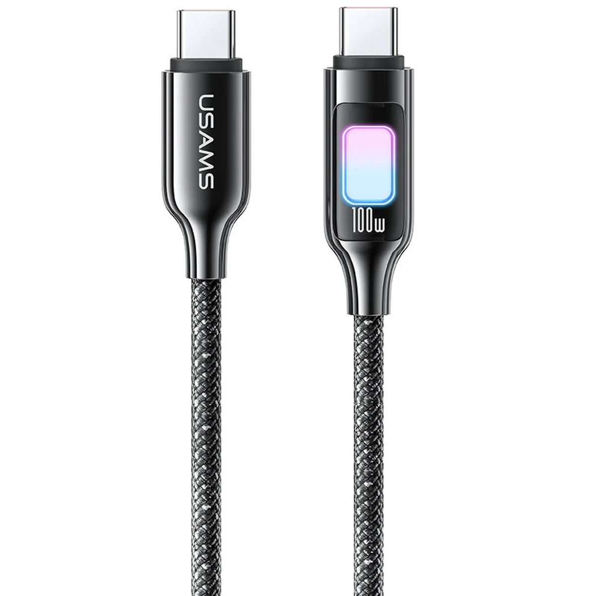 Дата кабель Usams US-SJ750 With Colorful Light TC Ser. Type-C to Type-C 100W (1.2m) Tarnish