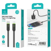 Дата кабель Usams US-SJ735 Bicolor Charging YR Ser. Type-C to Lightning 30W (1m) Black