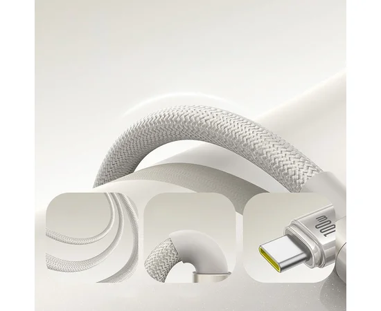 Дата кабель Baseus Titanium Alloy Fast Charging USB to Type-C 100W (1m) (P10378102) Galaxy Titanium Gold