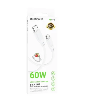 Дата кабель Borofone BX115 Lotto Type-C to Type-C 60W (1m) White