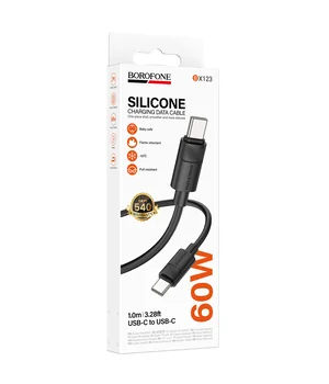 Дата кабель Borofone BX123 Leya Type-C to Type-C 60W (1m) Black