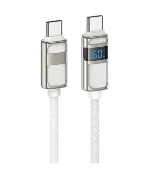 Дата кабель Hoco U137 Line with display Type-C to Type-C 60W (1.2m) White
