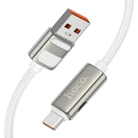 Дата кабель Hoco U137 Line with display USB to Type-C 5A/66W (1.2m) White