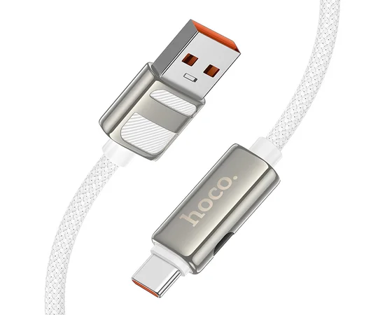 Дата кабель Hoco U137 Line with display USB to Type-C 5A/66W (1.2m) White