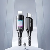 Дата кабель Usams US-SJ749 With Colorful Light TC Ser. Type-C to Lightning 30W (1.2m) Tarnish