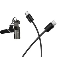 Дата кабель Hoco X126 Experto Type-C to Type-C 60W + Phone Holder & Lanyard (0.35m) Black