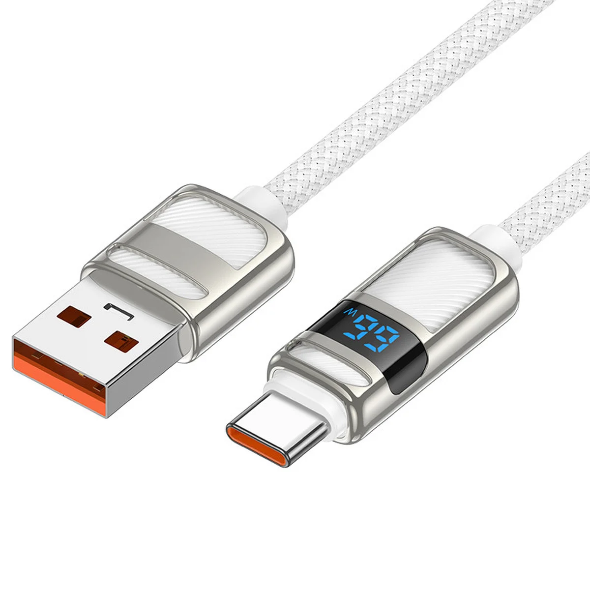 Дата кабель Hoco U137 Line with display USB to Type-C 5A/66W (1.2m) White