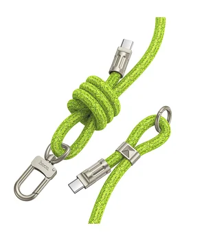 Дата кабель-шнурок Hoco GH7 Elegant Type-C to Type-C (1.8m) Fluorescent Green