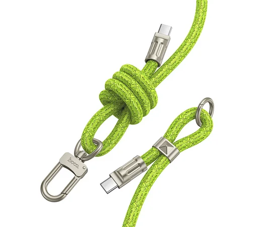 Дата кабель-шнурок Hoco GH7 Elegant Type-C to Type-C (1.8m) Fluorescent Green