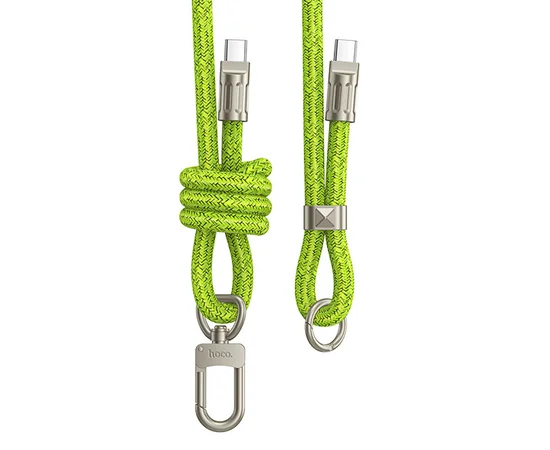 Дата кабель-шнурок Hoco GH7 Elegant Type-C to Type-C (1.8m) Fluorescent Green
