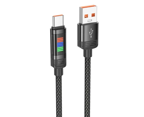 Дата кабель Hoco U126 Lantern 5A USB to Type-C (1.2m) Black