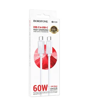 Дата кабель Borofone BX109 Type-C to Type-C 60W (1m) White