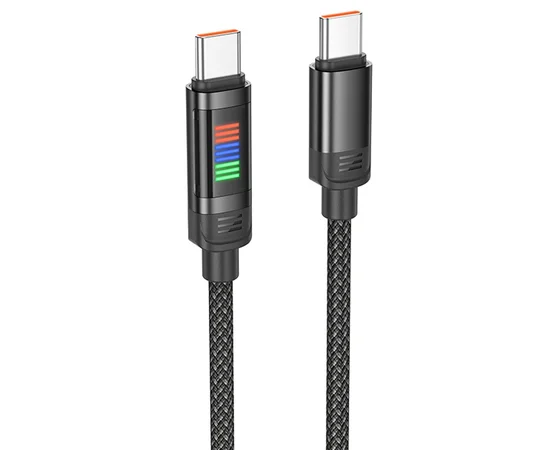 Дата кабель Hoco U126 Lantern 100W Type-C to Type-C (1.2m) Black