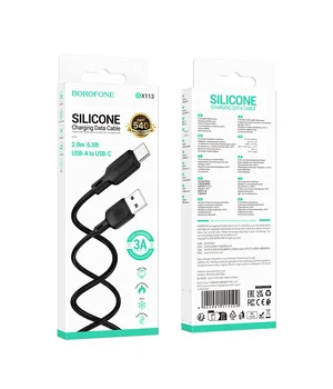 Дата кабель Borofone BX113 Lenny USB to Type-C 3A (2m) Black