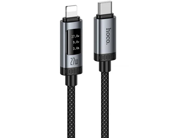 Дата кабель Hoco U148 Lord with display Type-C to Lightning 27W (1.2m) Black