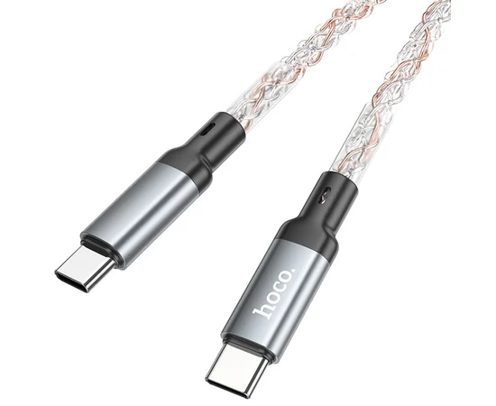 Дата кабель Hoco U112 Shine Type-C to Type-C 60W (1m) Gray