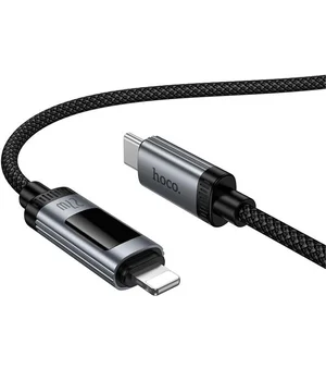 Дата кабель Hoco U148 Lord with display Type-C to Lightning 27W (1.2m) Black