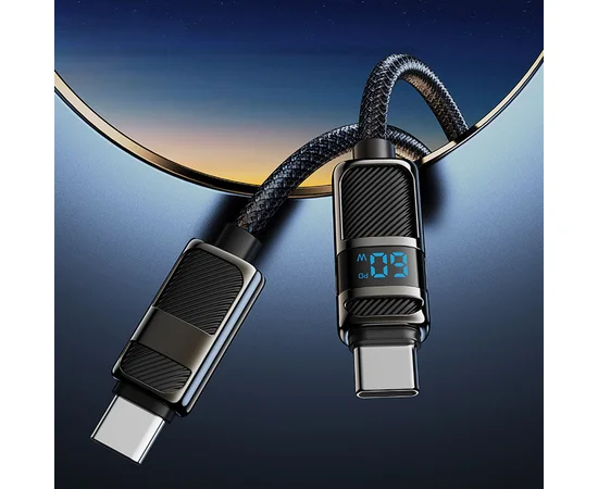 Дата кабель Hoco U137 Line with display Type-C to Type-C 60W (1.2m) Black