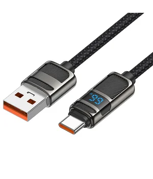 Дата кабель Hoco U137 Line with display USB to Type-C 5A/66W (1.2m) Black