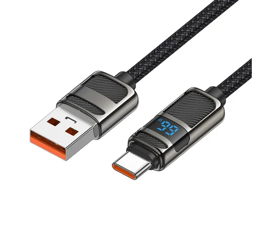 Дата кабель Hoco U137 Line with display USB to Type-C 5A/66W (1.2m) Black