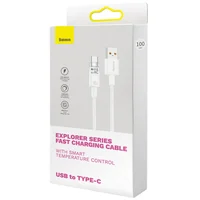 Дата кабель Baseus Explorer USB to Type-C 100W with Smart Temperature Control (1m) (CATS01040) White