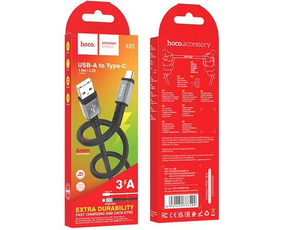 Дата кабель Hoco X85 Strength USB to Type-C (1m) Black