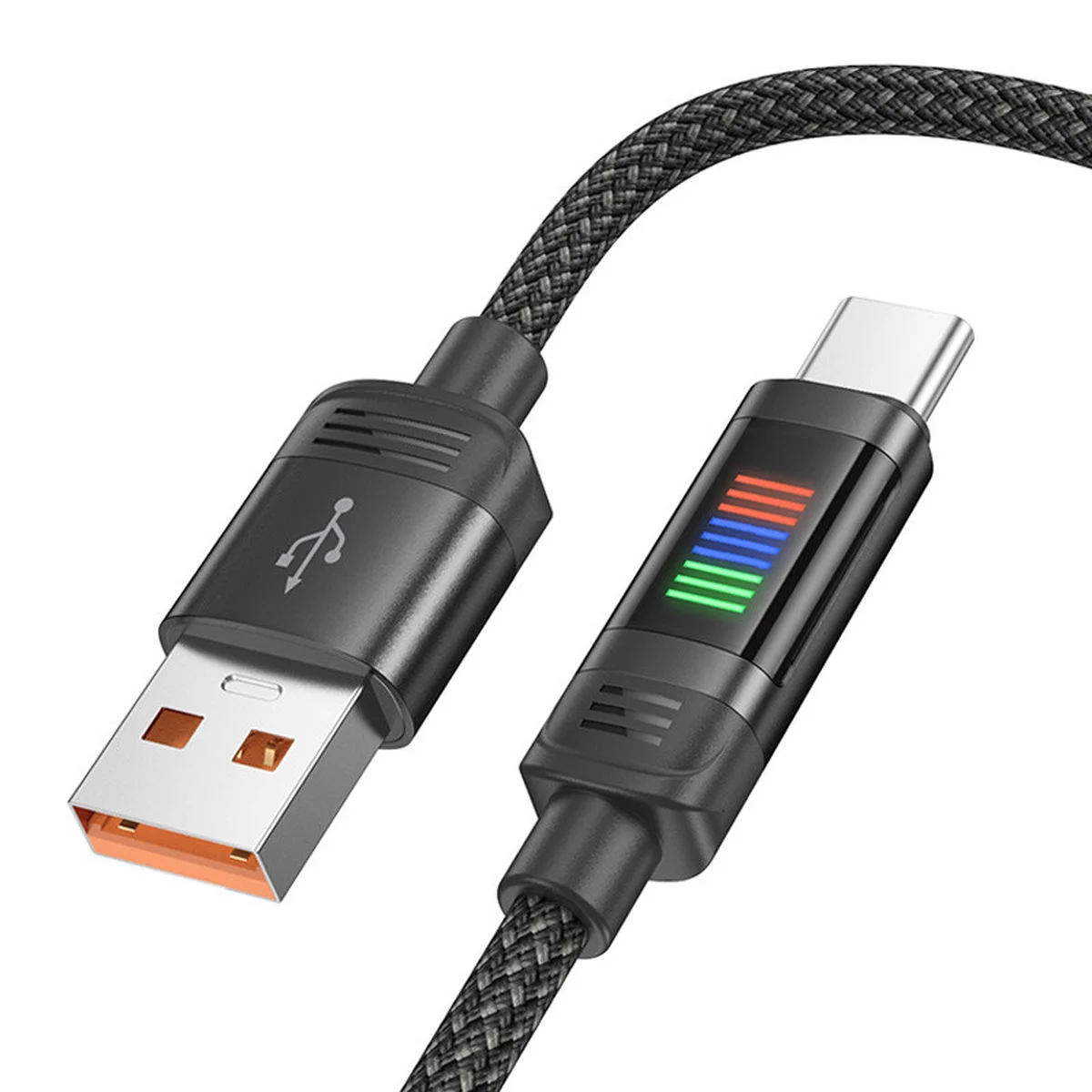 Дата кабель Hoco U126 Lantern 5A USB to Type-C (1.2m) Black