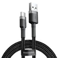 Дата кабель Baseus Cafule USB to Type-C Cable 3A (0.5m) (CATKLF-A) Серый / Черный