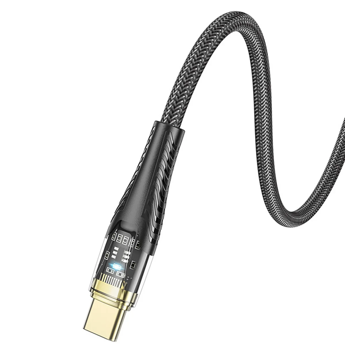 Дата кабель Hoco U121 Gold standard Transparent Discovery Edition USB to Type-C (1.2m) Black