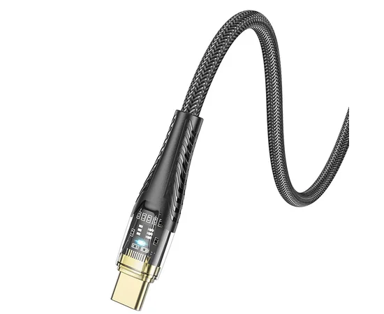 Дата кабель Hoco U121 Gold standard Transparent Discovery Edition USB to Type-C (1.2m) Black