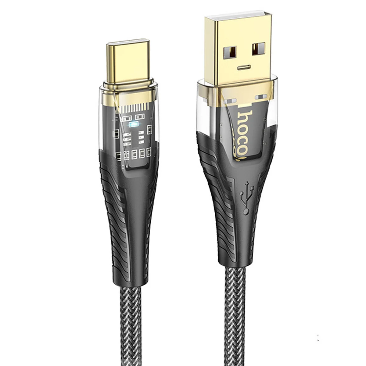 Дата кабель Hoco U121 Gold standard Transparent Discovery Edition USB to Type-C (1.2m) Black