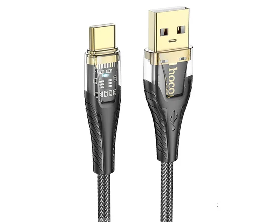 Дата кабель Hoco U121 Gold standard Transparent Discovery Edition USB to Type-C (1.2m) Black