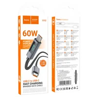 Дата кабель Hoco X112 Favor with display Type-C to Type-C 60W (1m) Black